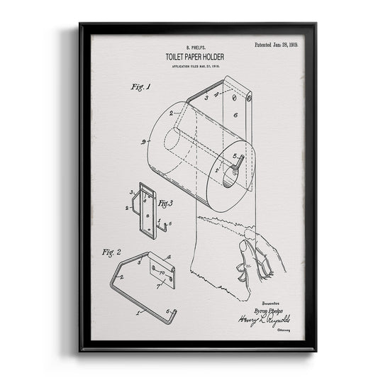 Toilet Paper Patent II - Modern Framed Canvas Print