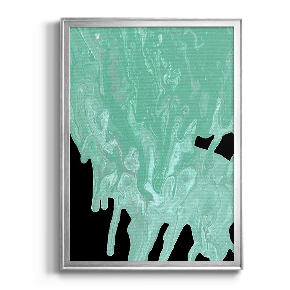 Teal Cascade I - Modern Framed Canvas Print