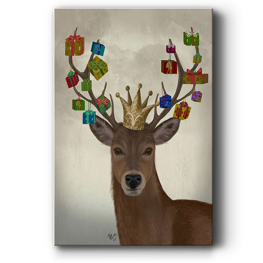 Christmas Gift Bearing Deer - Canvas Art Print