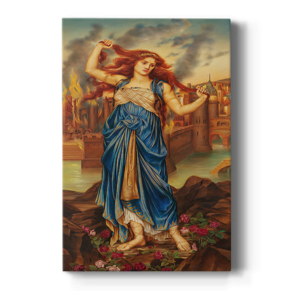 Canvas art print featuring a symbolic portrait of a woman in a moment of intense expression on a clean white background.