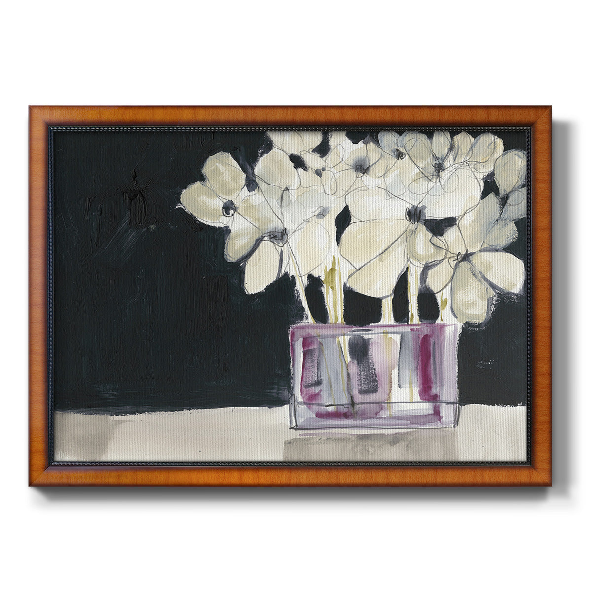 White Flowers in Fuchsia I Premium Framed Canvas- Ready to Hang