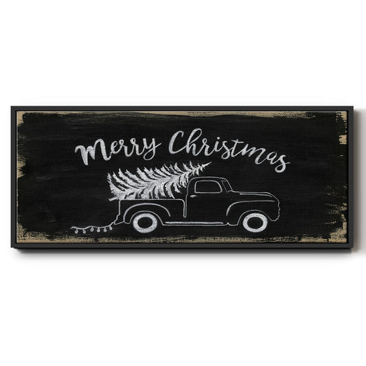 Merry Christmas Truck - Floater Framed Canvas Print
