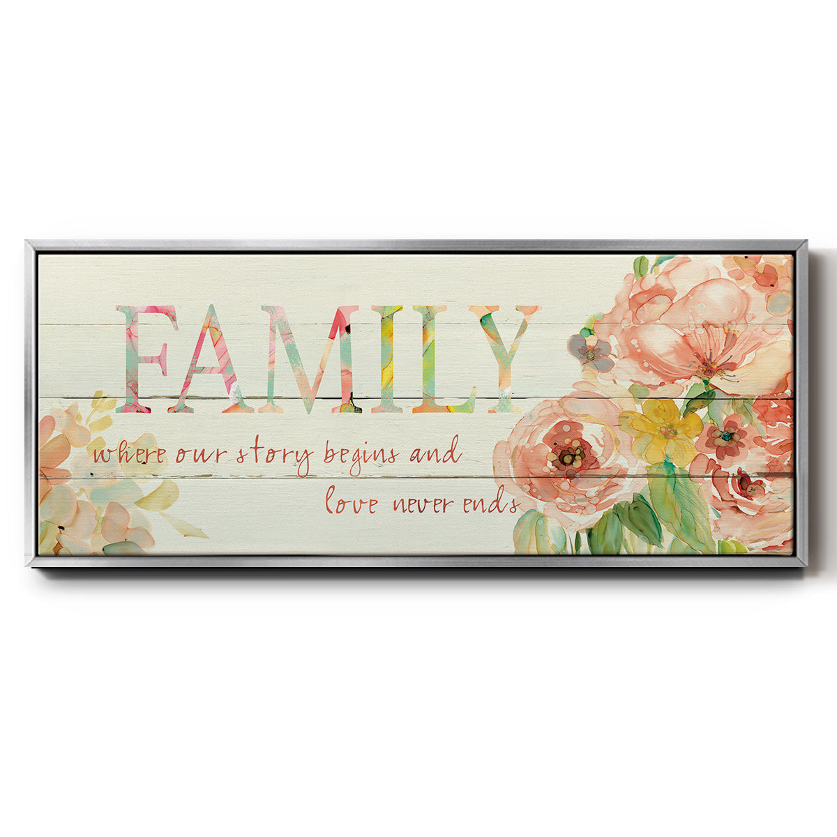 Family Where Our Story Begins - Floater Framed Canvas Print