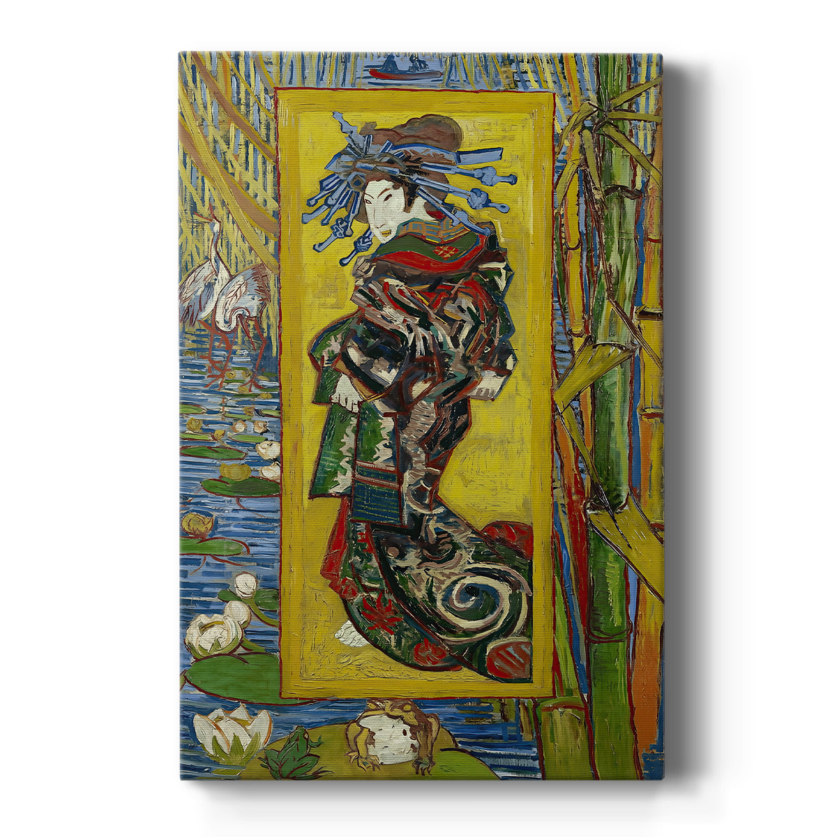 Canvas art print featuring an expressive portrait of a woman with bold outlines and vibrant color on a clean white background.
