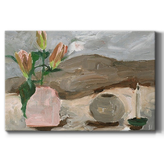 Vase of Pink Flowers V Premium Gallery Wrapped Canvas - Ready to Hang