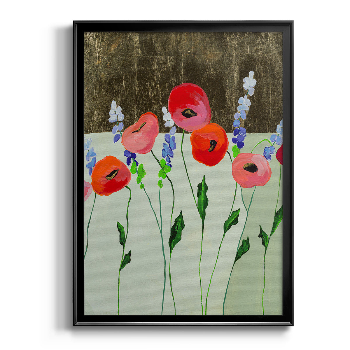Poppy Party - Modern Framed Canvas Print
