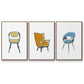 Take a Seat I - Framed Premium Gallery Wrapped Canvas L Frame 3 Piece Set - Ready to Hang