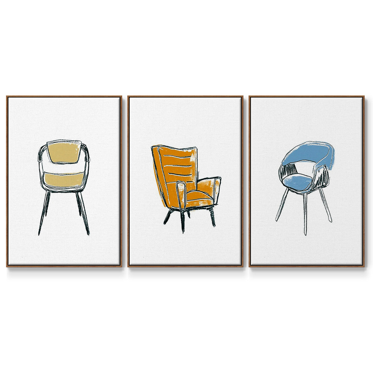 Take a Seat I - Framed Premium Gallery Wrapped Canvas L Frame 3 Piece Set - Ready to Hang