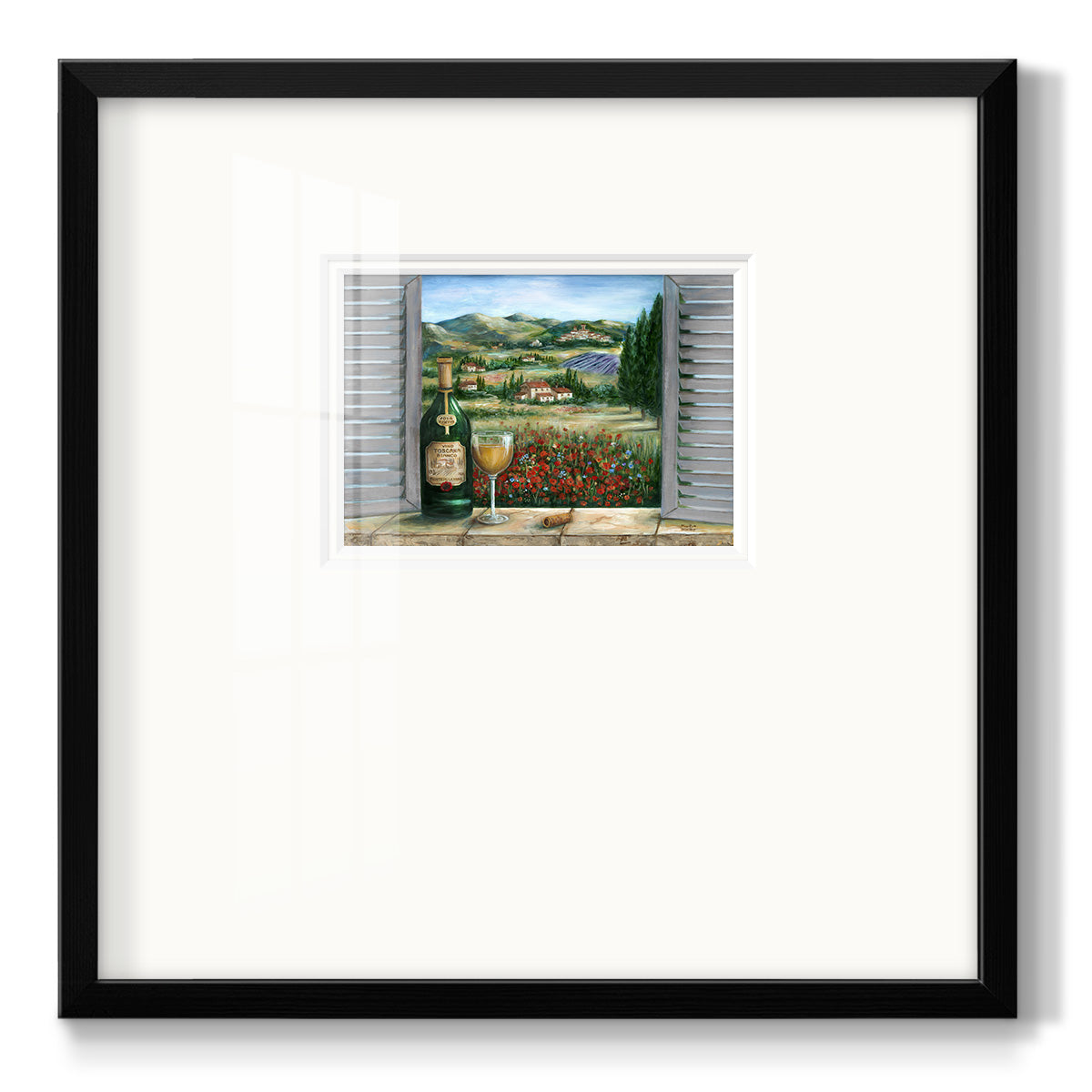 Tuscan White and Poppies - Double Matboard Framed Print