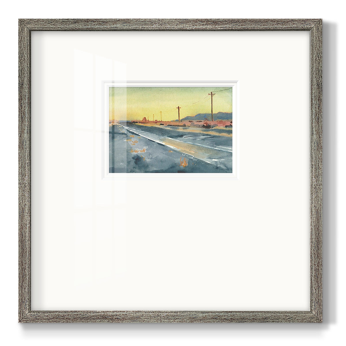 Deserted Highway I Premium Framed Print Double Matboard