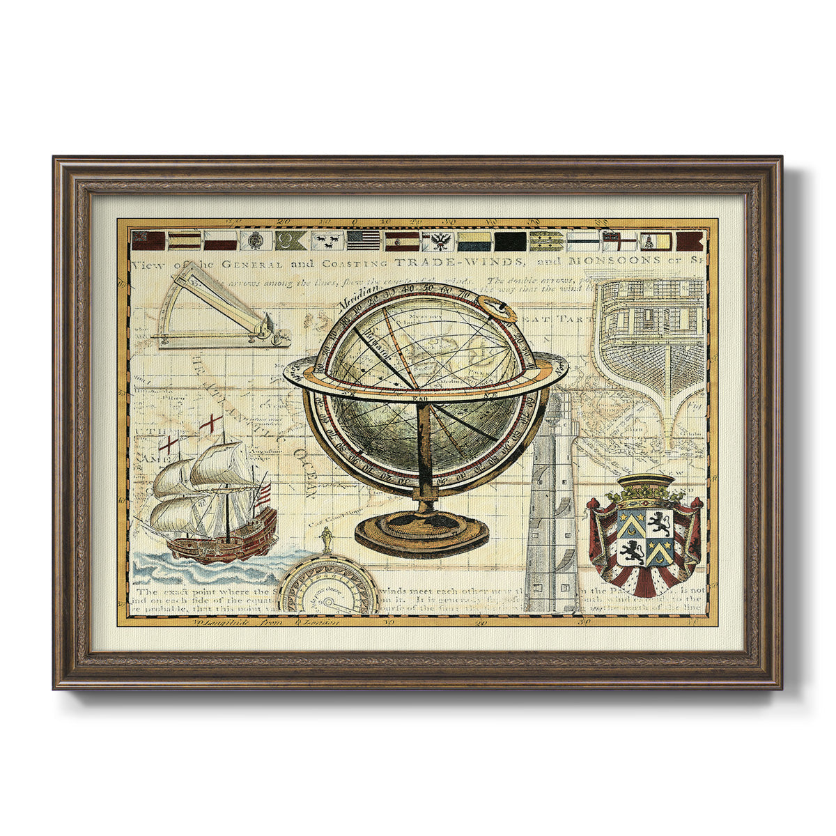 Nautical Map II Premium Framed Canvas- Ready to Hang