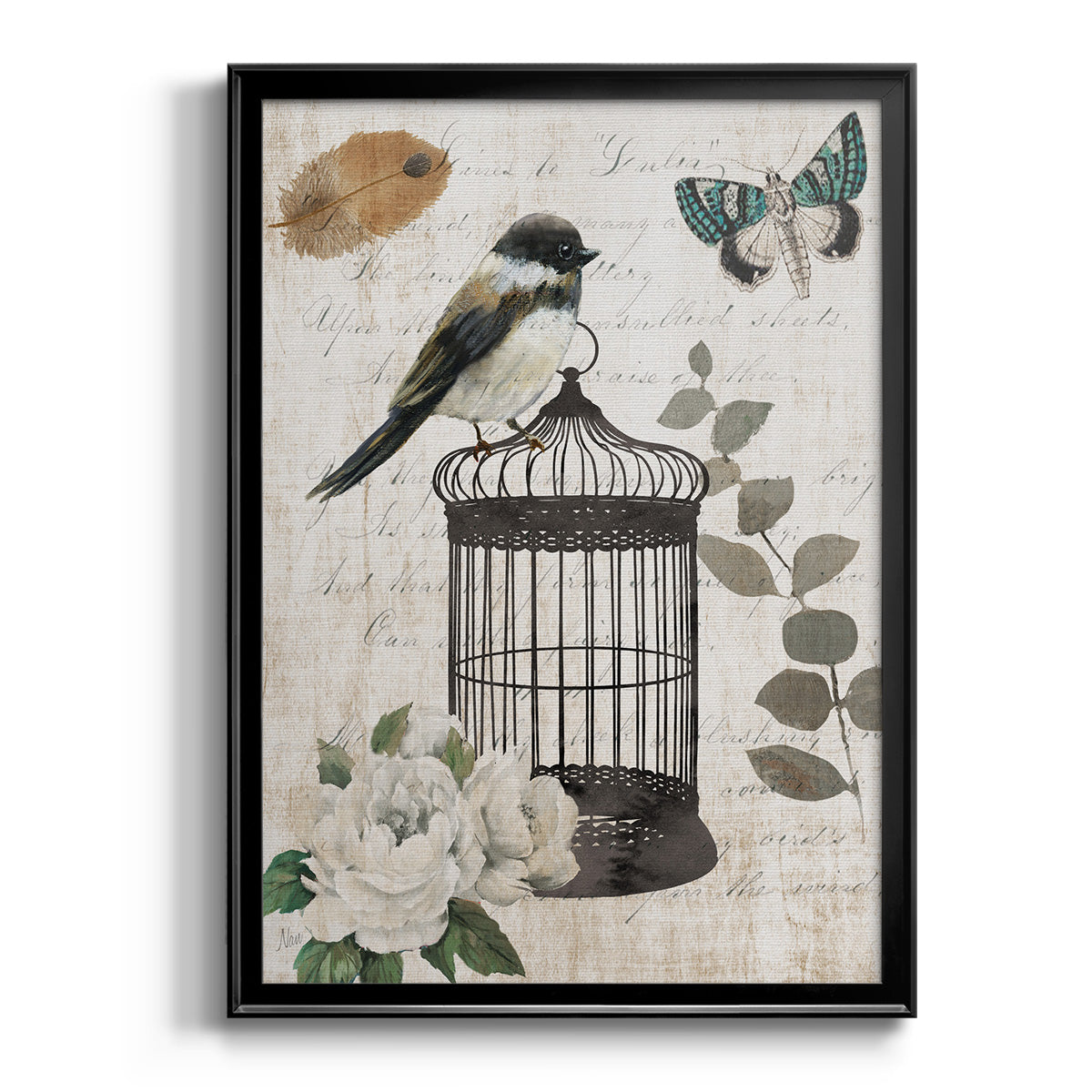 Vintage Menagerie I - Modern Framed Canvas Print