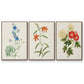 Flowers of the Seasons I - Framed Premium Gallery Wrapped Canvas L Frame 3 Piece Set - Ready to Hang