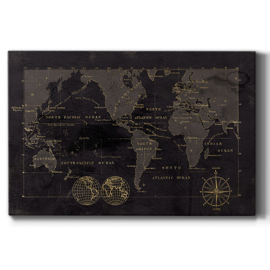 Black Gold Map Premium Gallery Wrapped Canvas - Ready to Hang