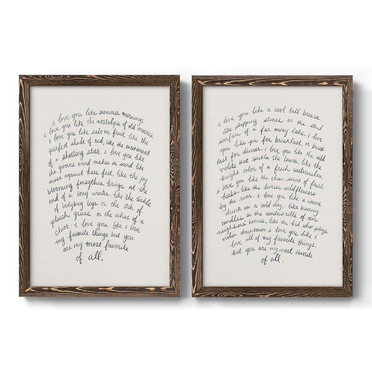 Letter to a Lover I - Premium Framed Canvas 2 Piece Set - Ready to Hang