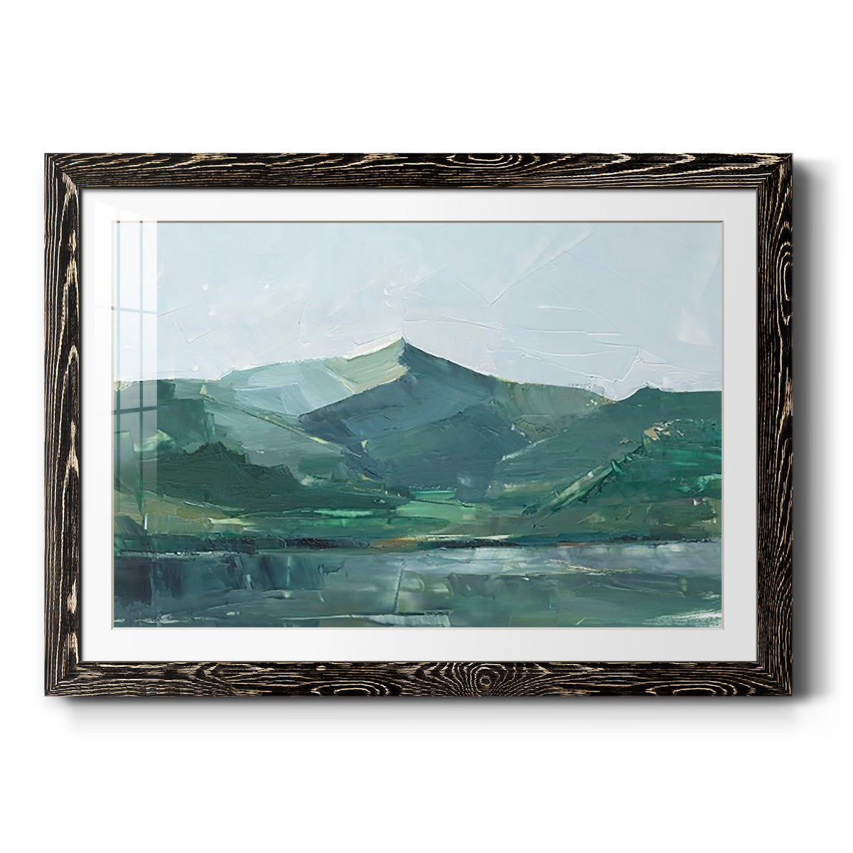 Green Grey Mountains I - Barnwood Framed Art Print