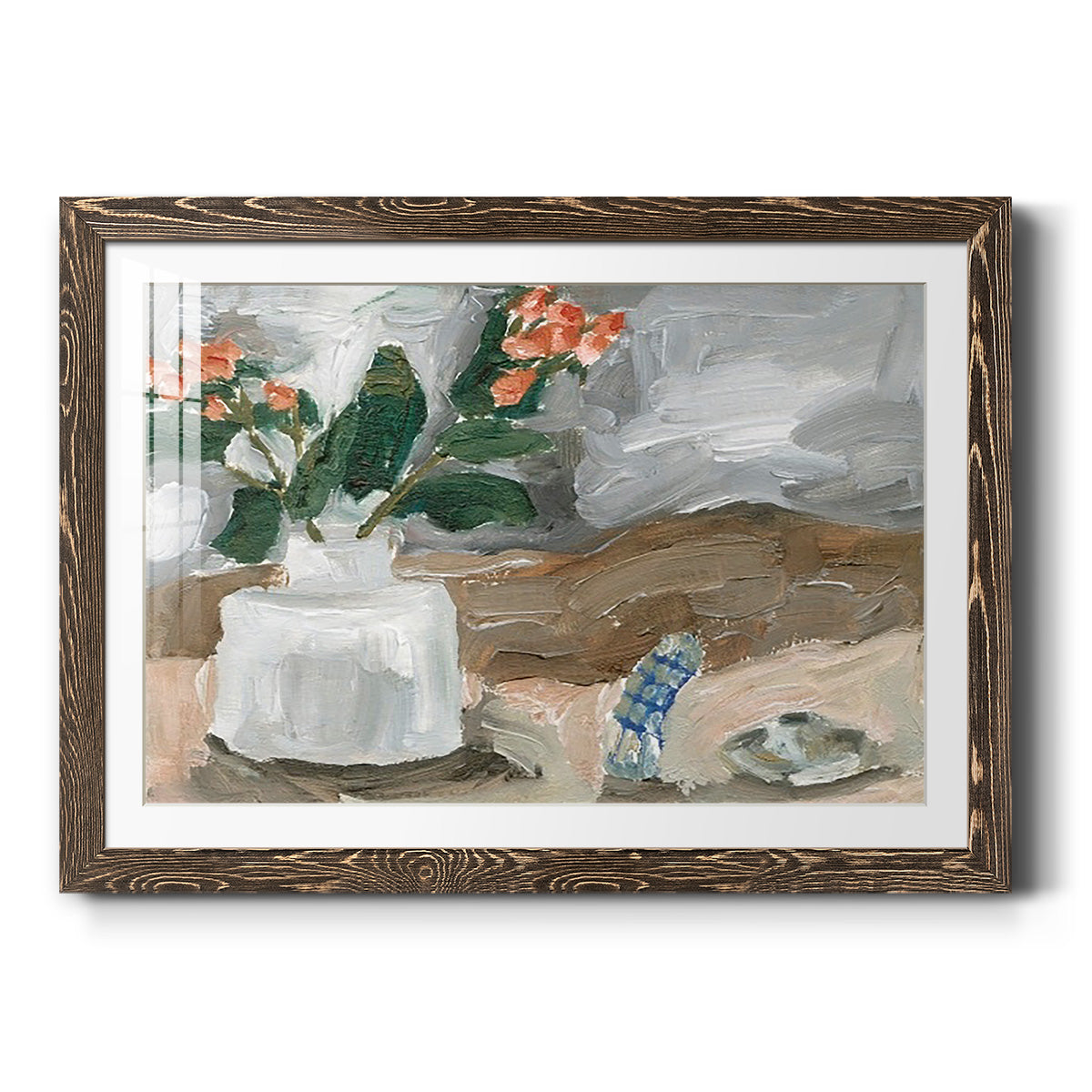 Vase of Pink Flowers III - Barnwood Framed Art Print