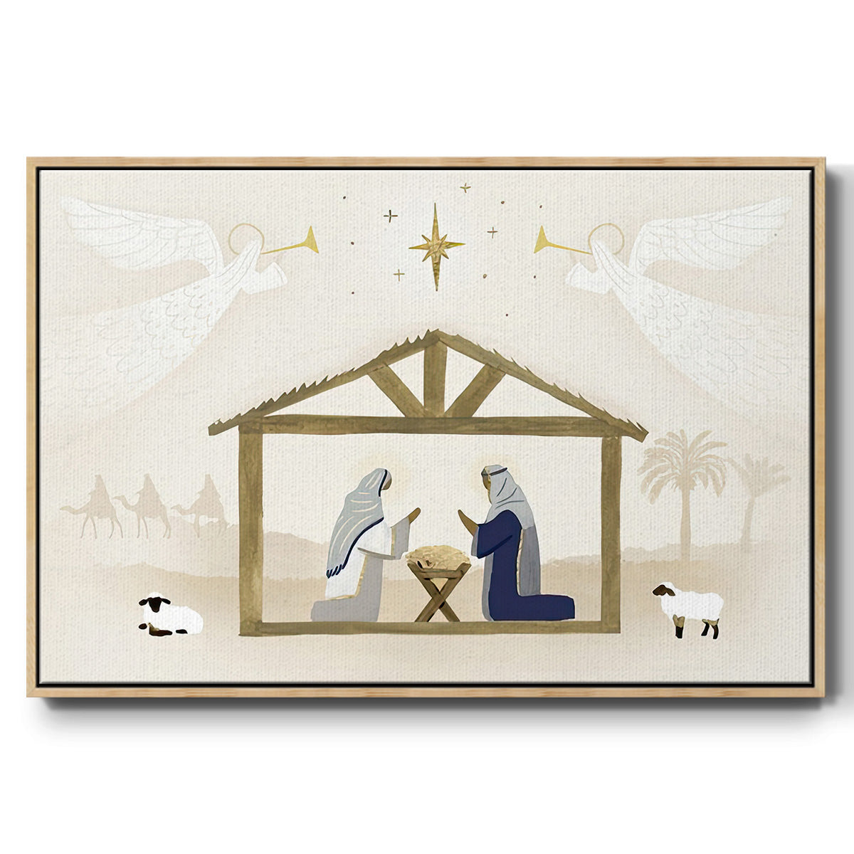 Away in a Manger Collection A - Framed Gallery Wrapped Canvas in Floating Frame