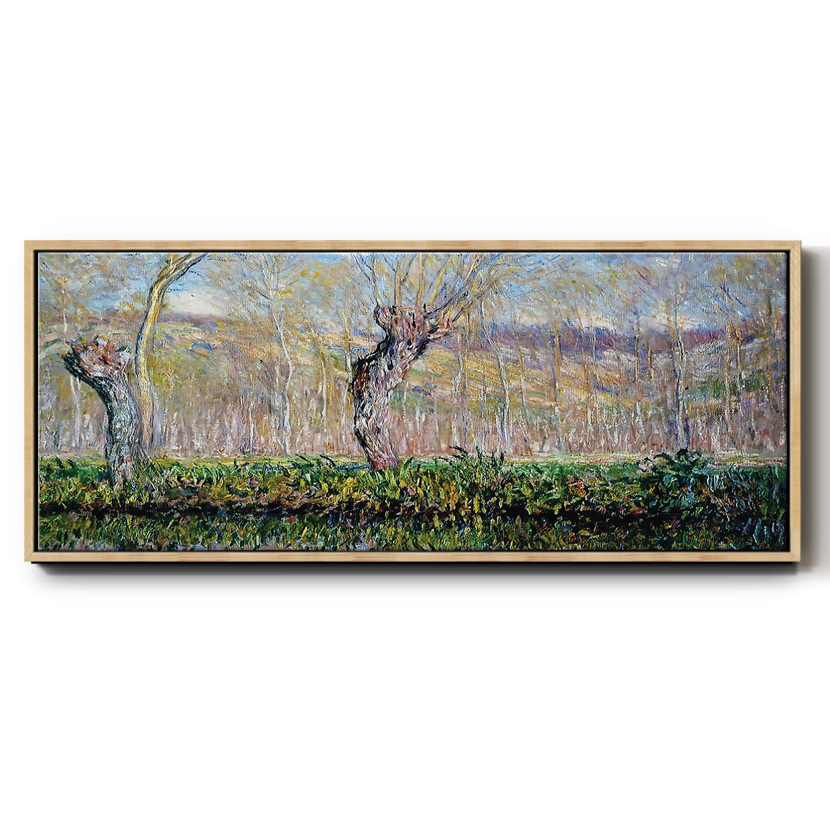 The Banks of the River Epte in Springtime, 1885 - Floater Framed Canvas Print