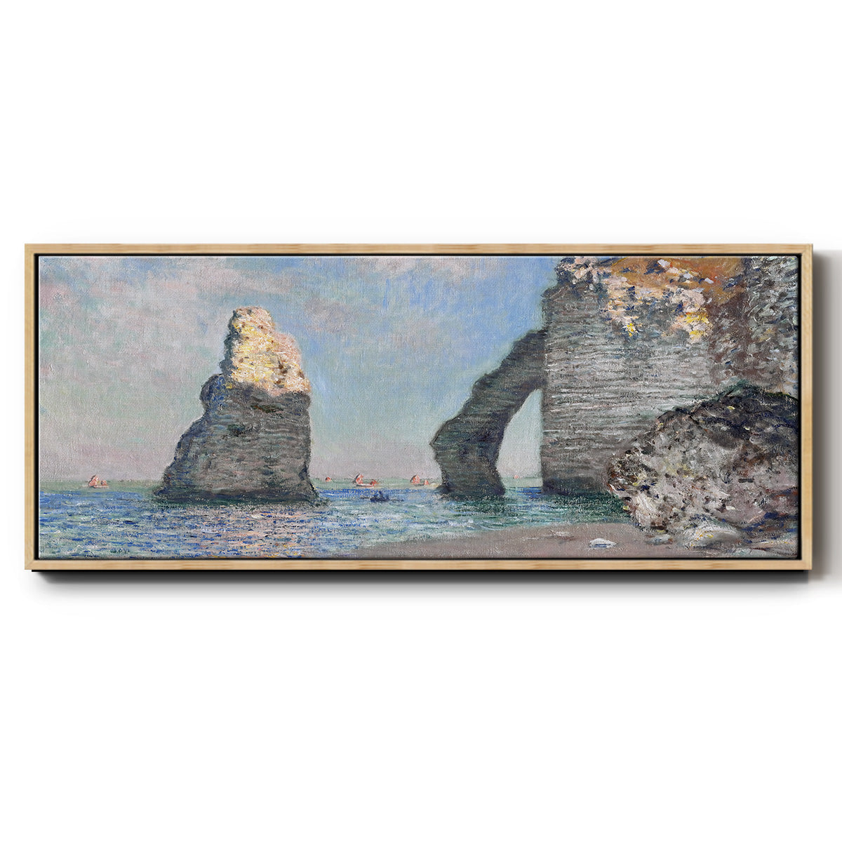 The Rock Needle and the Porte d'Aval, 1885 (Clark Art Institute version) - Floater Framed Canvas Print