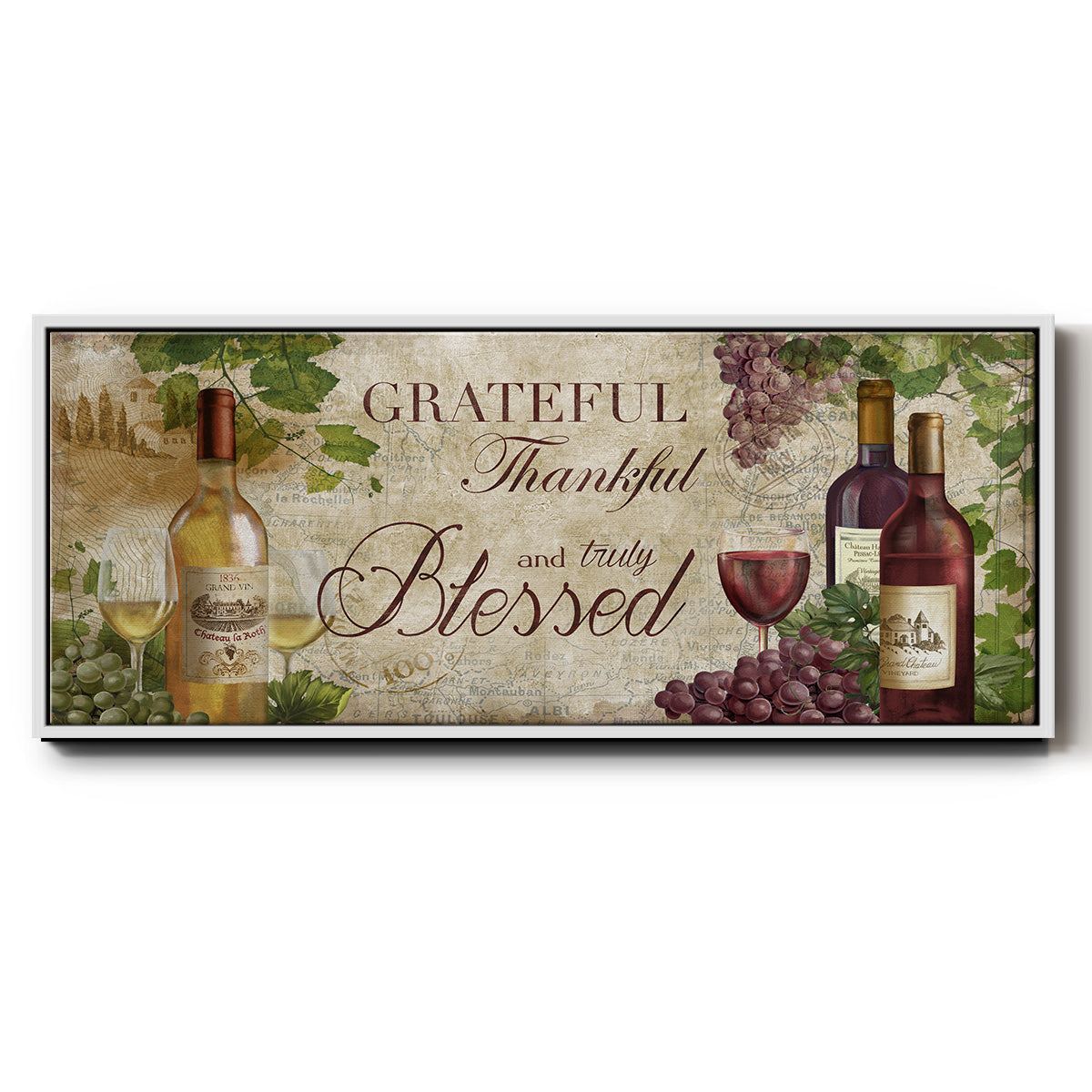 Grateful Wine - Floater Framed Canvas Print
