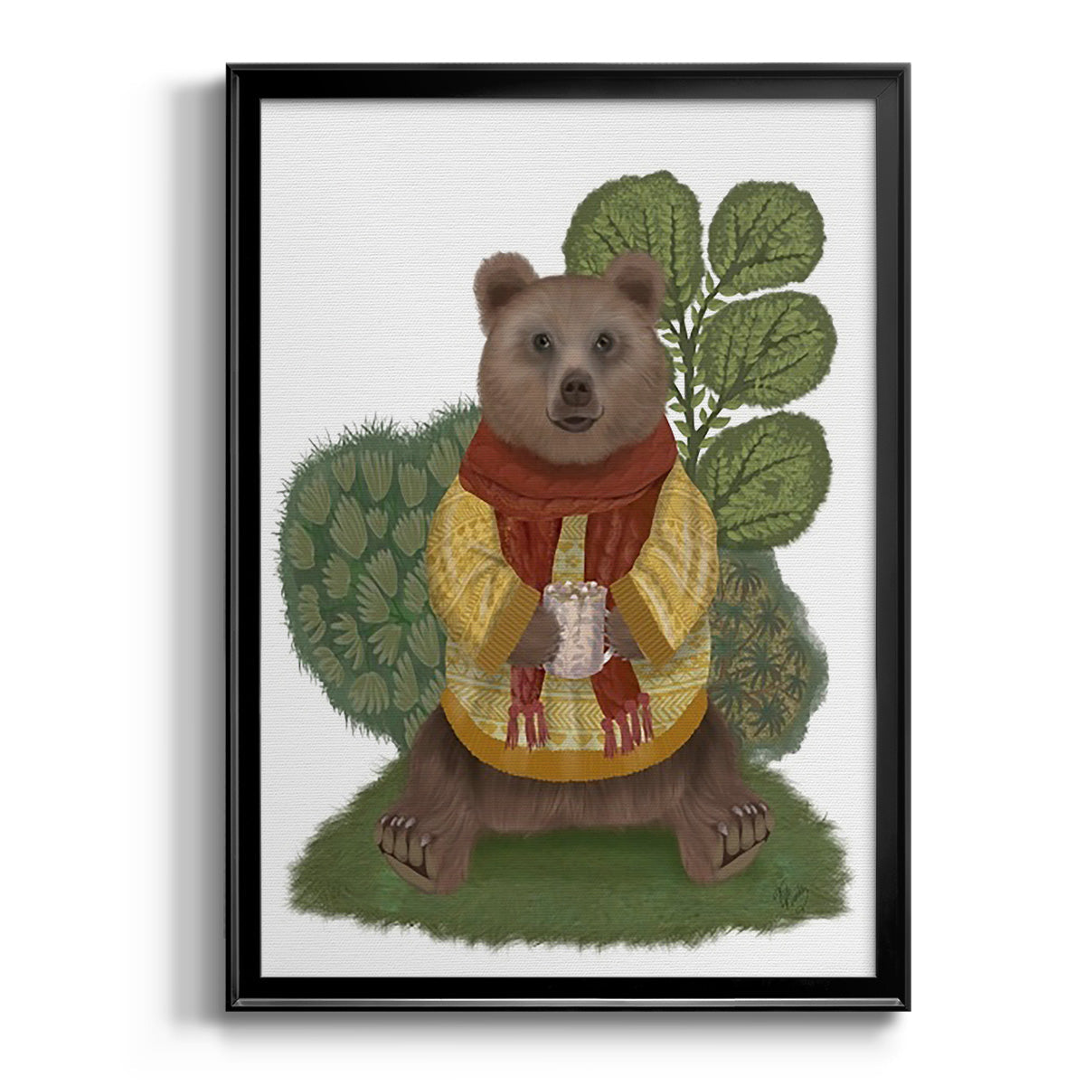 Hot Chocolate Bear - Modern Framed Canvas Print