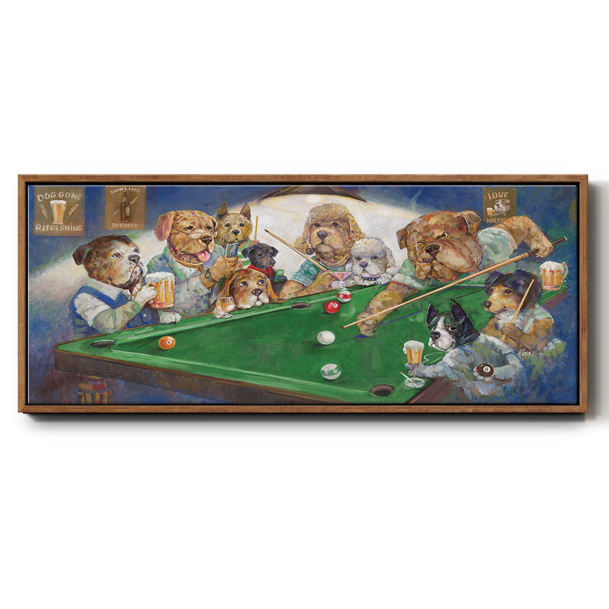 Pool Dogs - Floater Framed Canvas Print