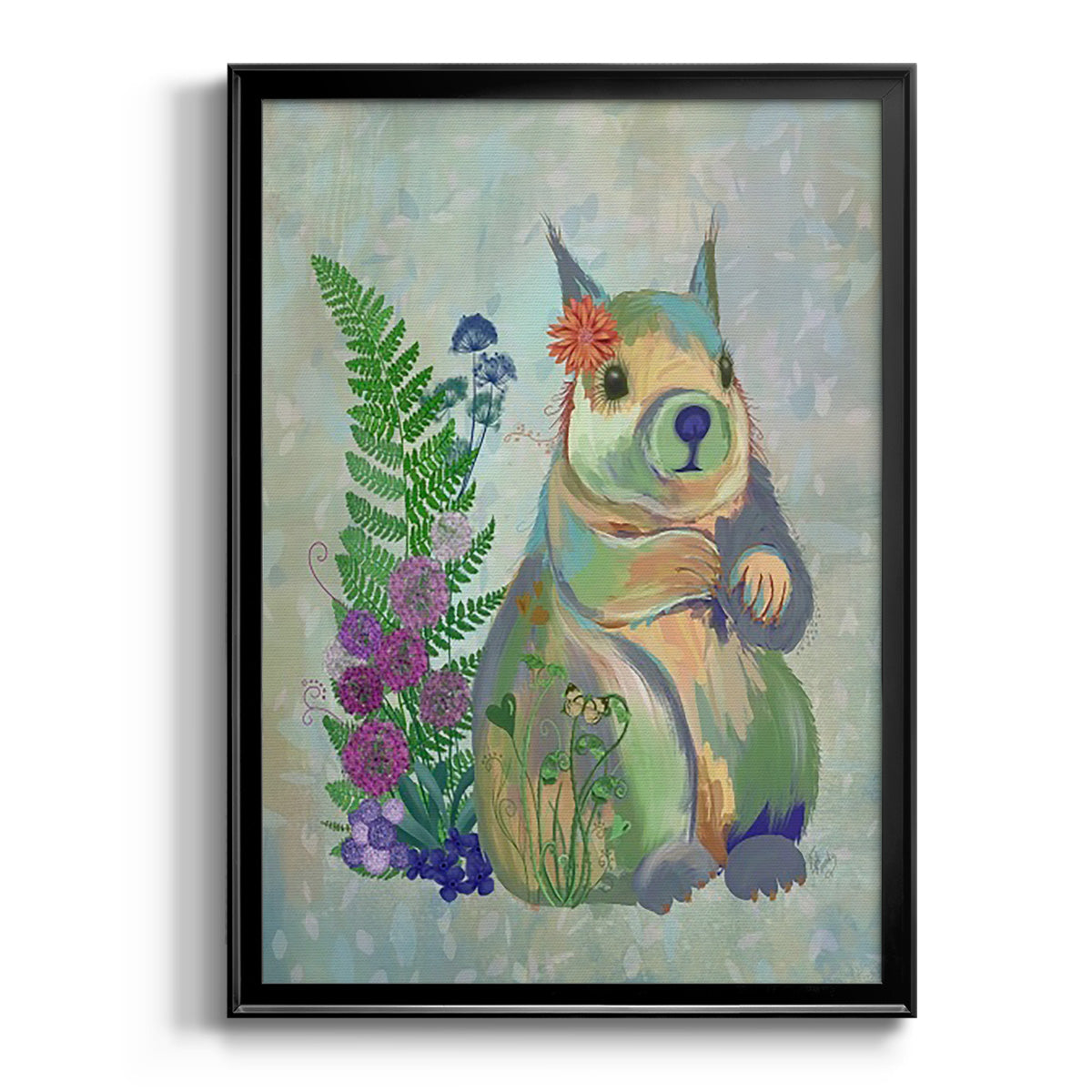 Fantastic Florals Squirrel - Modern Framed Canvas Print