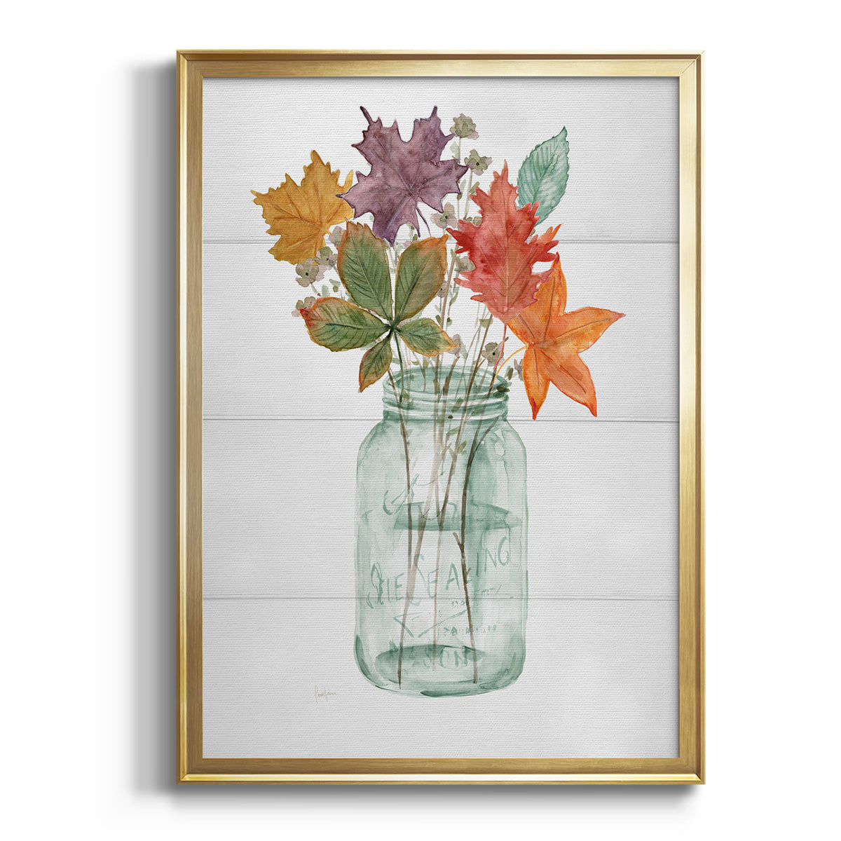 Harvest Home Leaves I - Modern Framed Canvas Print