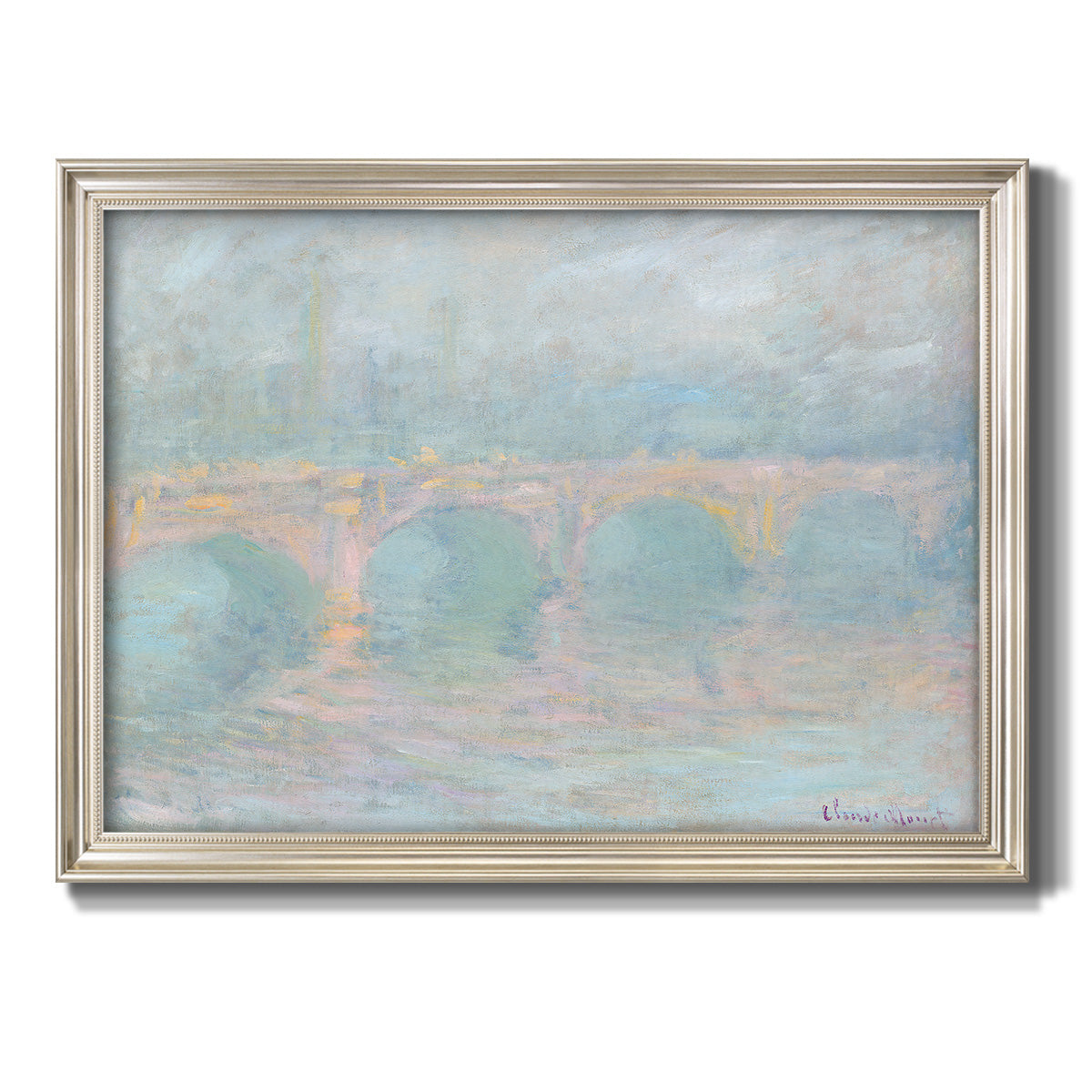 Waterloo Bridge At Sunset Pink Effect - Ornate Framed Canvas Print