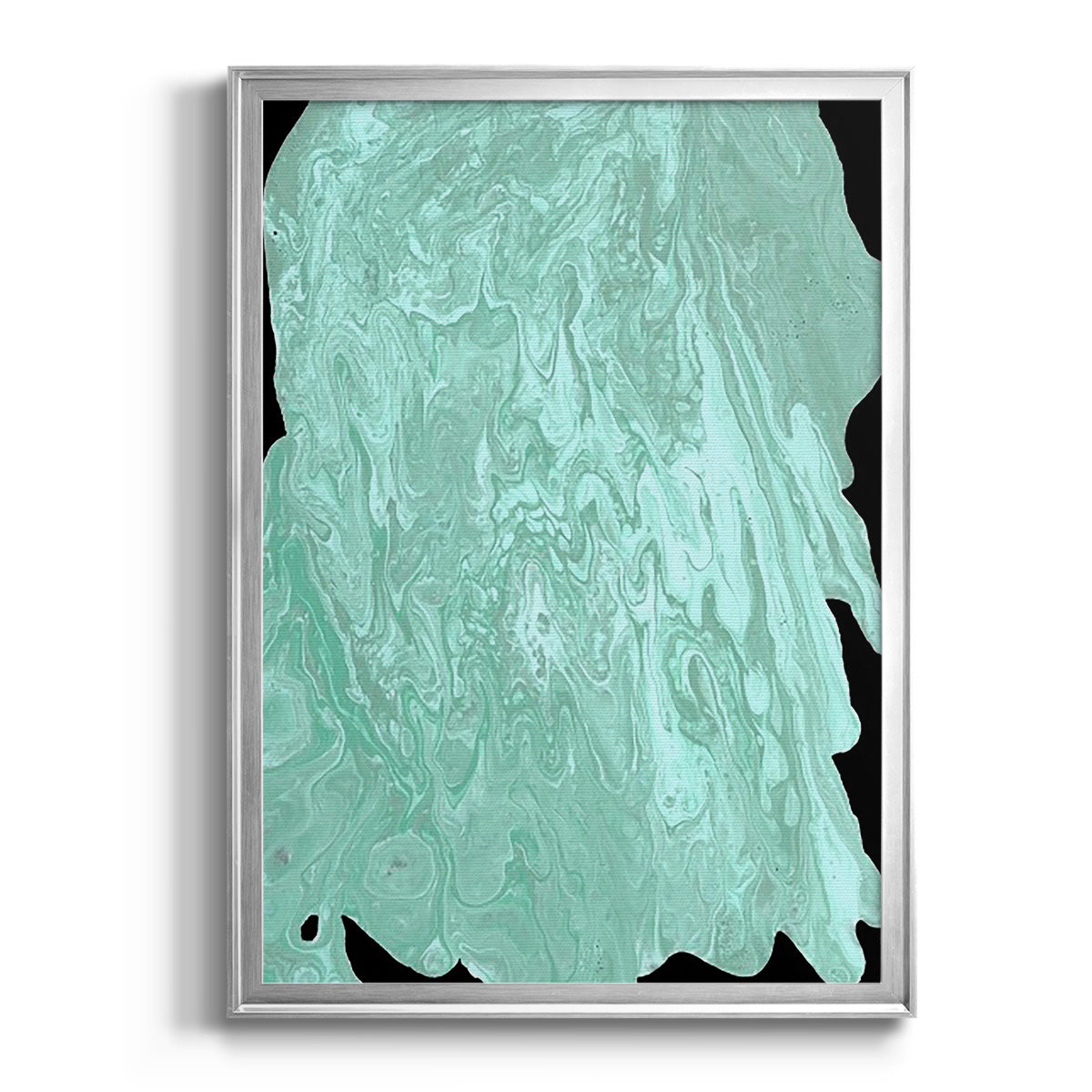 Teal Cascade II - Modern Framed Canvas Print