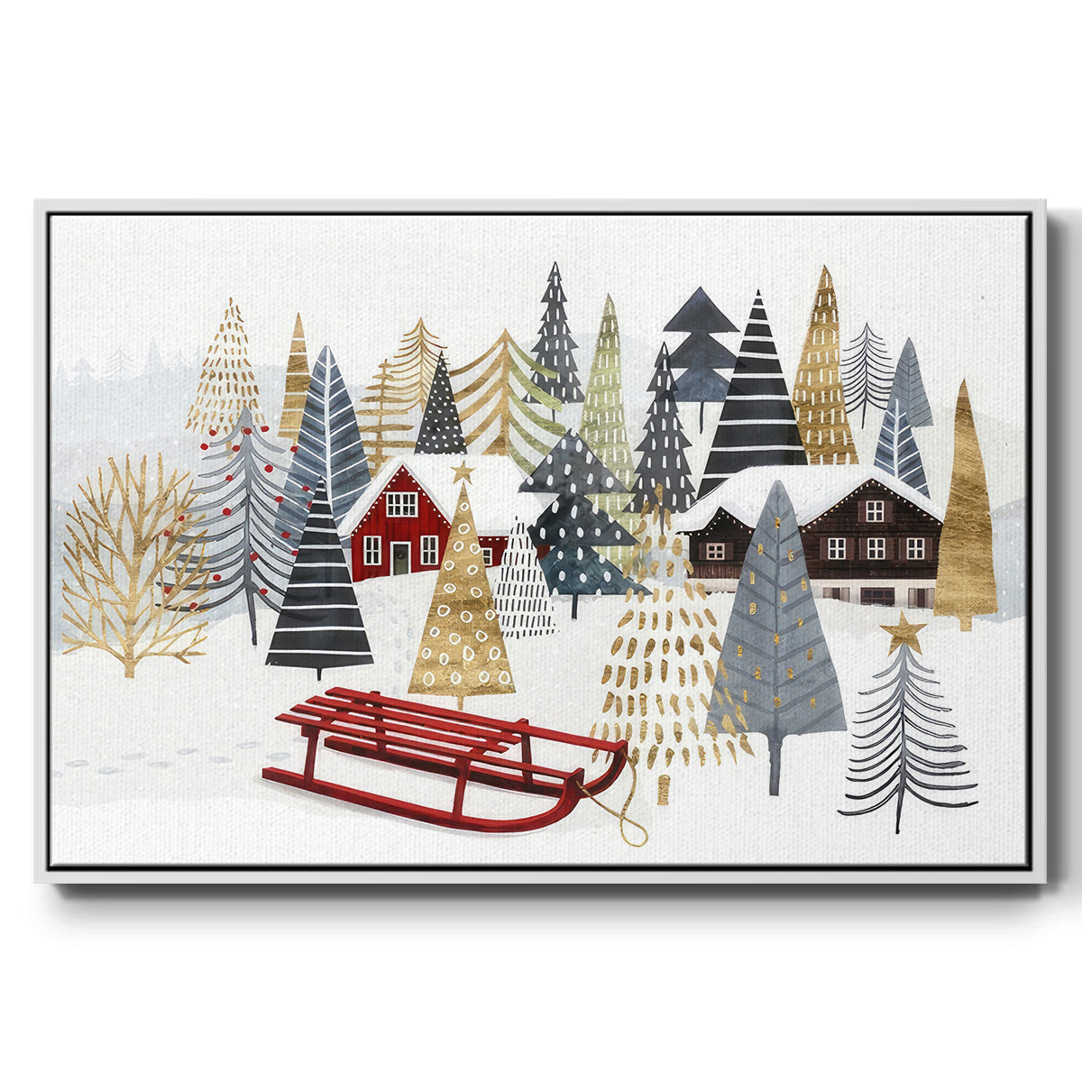 Christmas Chalet Collection A - Floater Framed Canvas Print