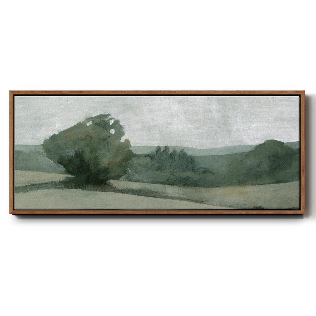 Soft Green Landscape I - Floater Framed Canvas Print