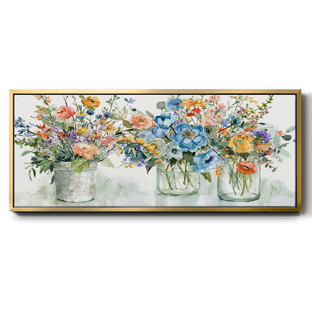 Flower Market Display - Floater Framed Canvas Print
