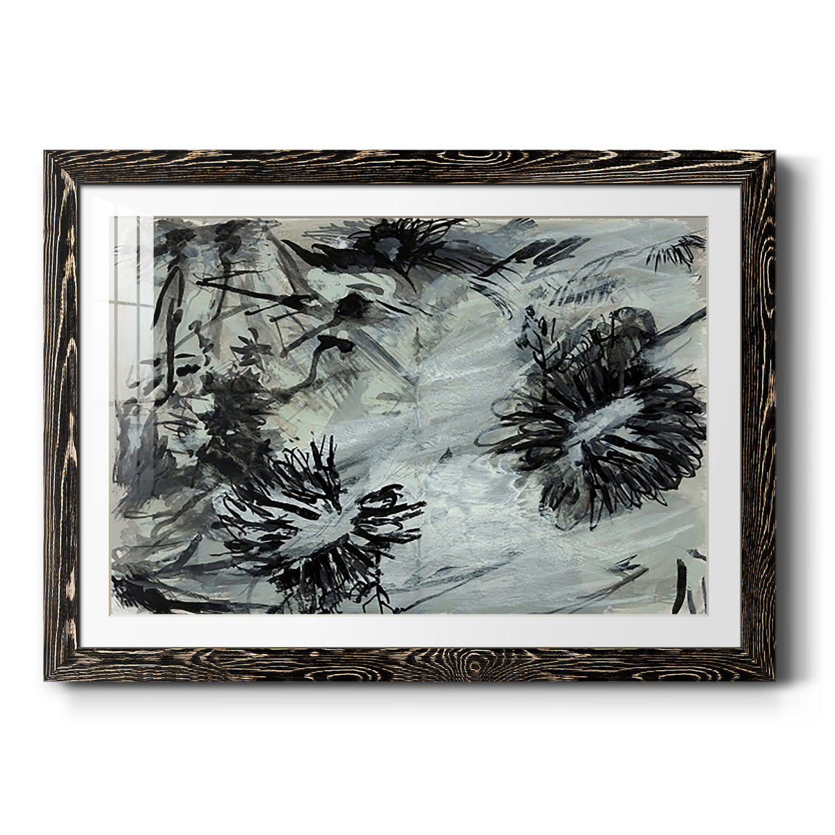 Black & White Chinois I - Barnwood Framed Art Print