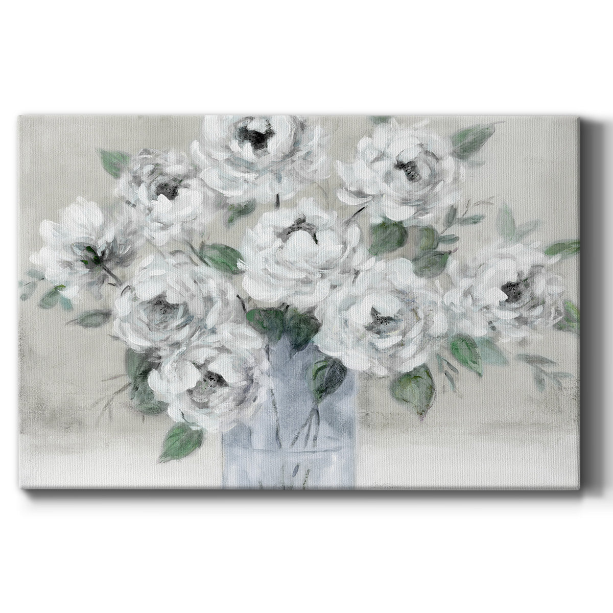 Tender White Roses Premium Gallery Wrapped Canvas - Ready to Hang