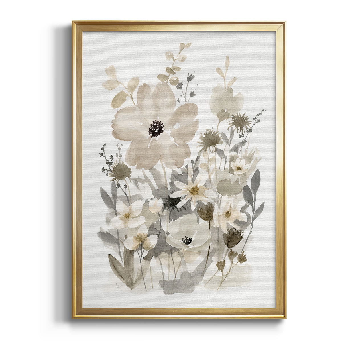 Neutral Nature I - Modern Framed Canvas Print