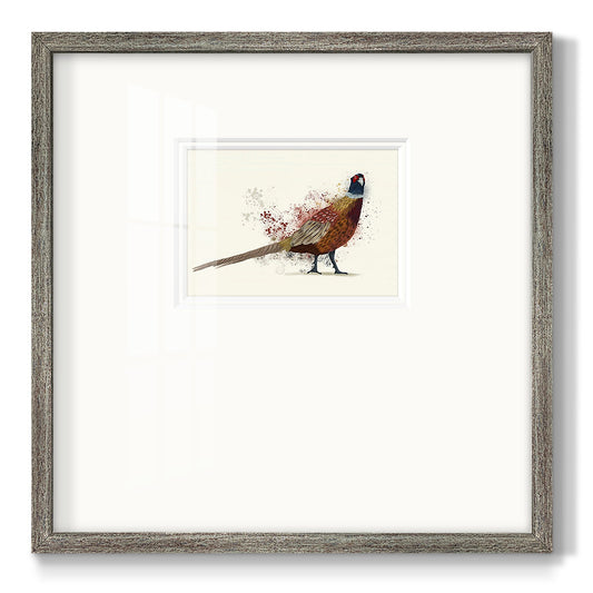 Pheasant Splash 2 Premium Framed Print Double Matboard