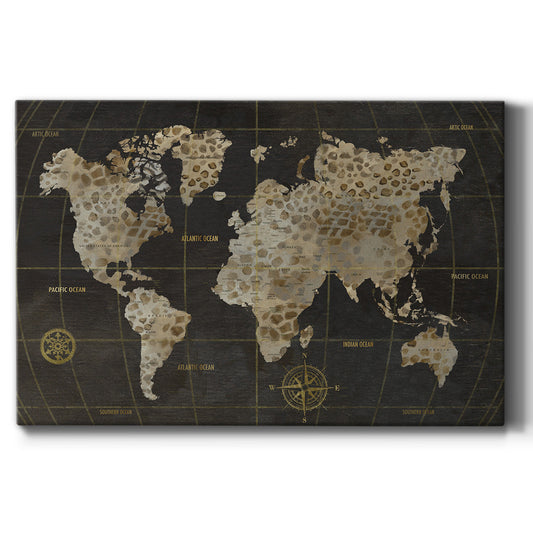 Safari World Map Premium Gallery Wrapped Canvas - Ready to Hang