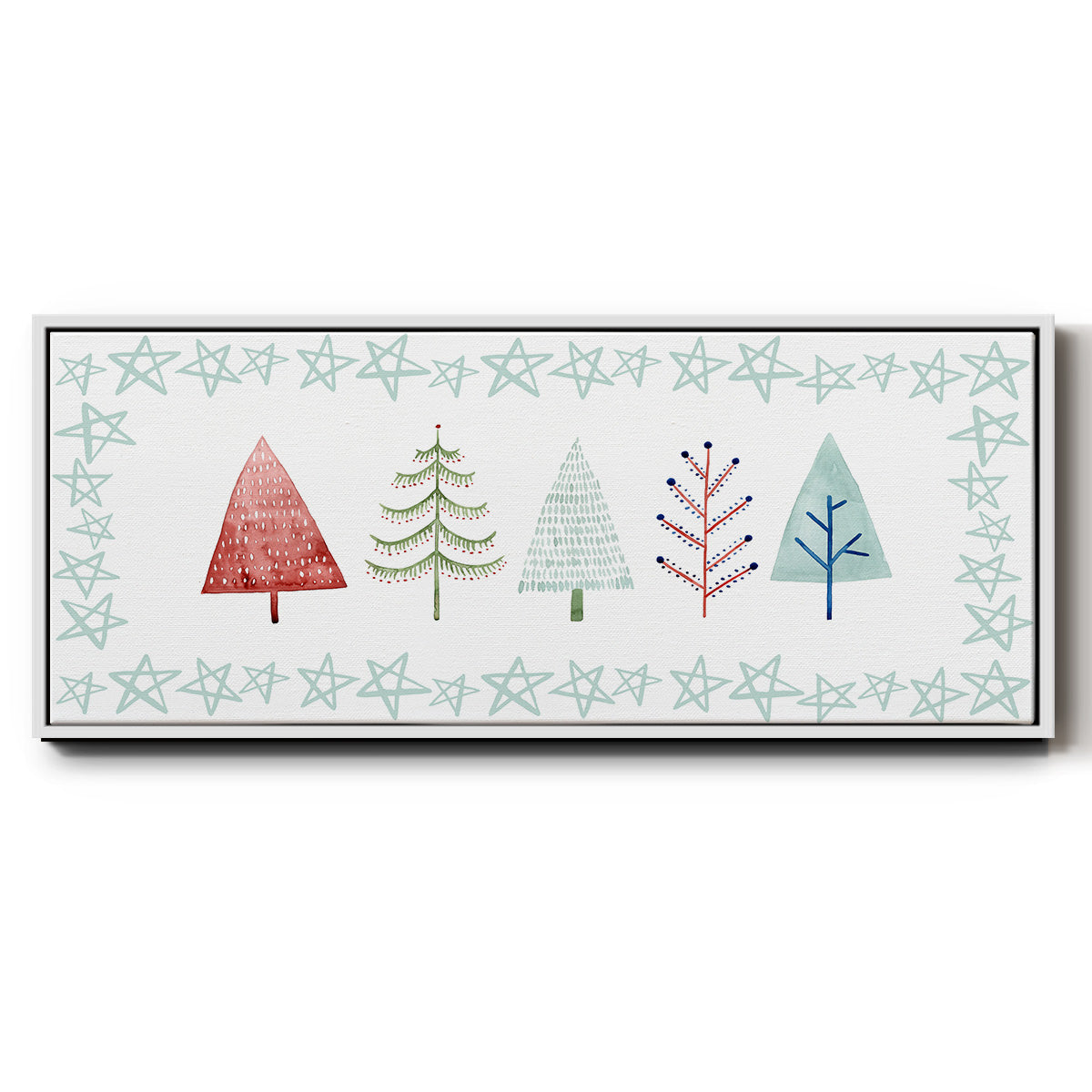 Christmas Tree Whimsy Collection C - Floater Framed Canvas Print