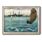 Impressionist naval seascape with the Kearsarge by Édouard Manet printed on canvas in an ornate champagne frame.