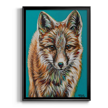 Teal Fox - Modern Framed Canvas Print
