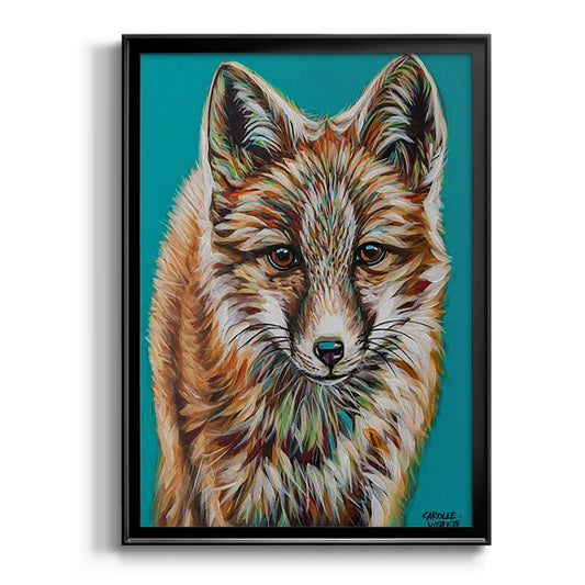Teal Fox - Modern Framed Canvas Print