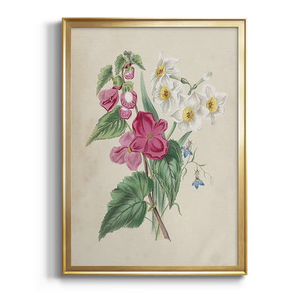 Antique Garden Bouquet IV - Modern Framed Canvas Print