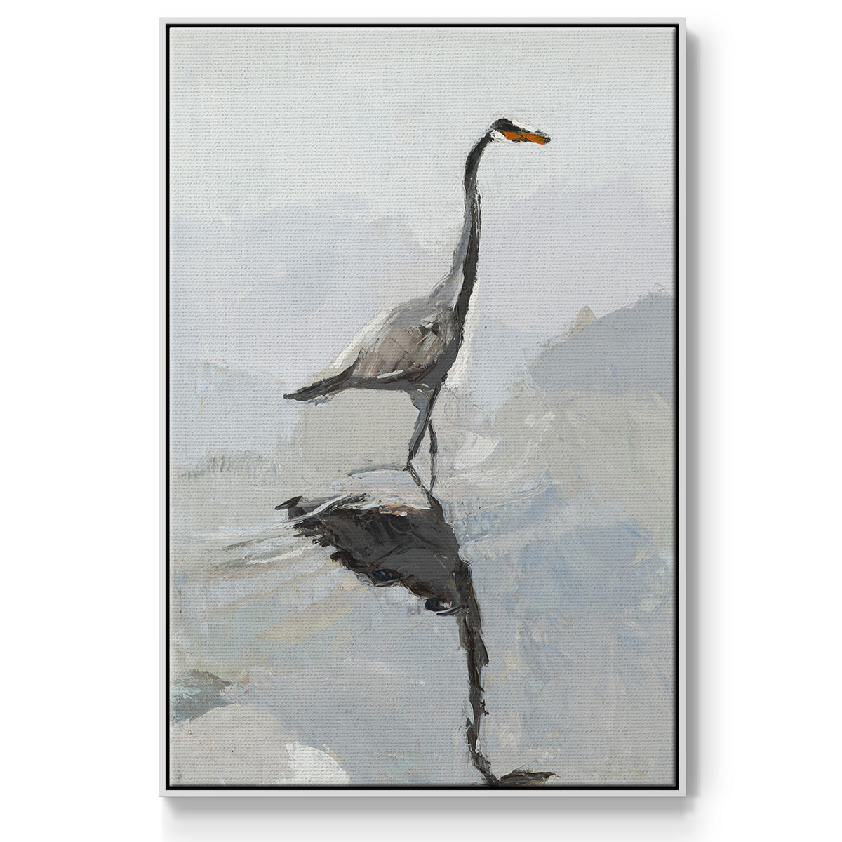 Heron - Framed Premium Gallery Wrapped Canvas L Frame - Ready to Hang