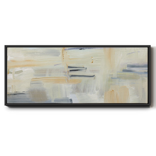 Gray and Gold Abstract - Floater Framed Canvas Print