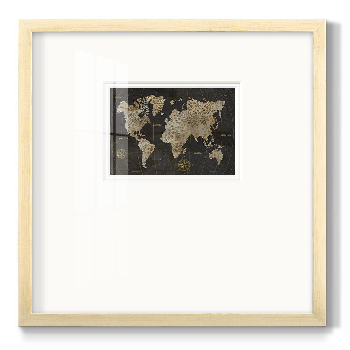 Safari World Map - Double Matboard Framed Print
