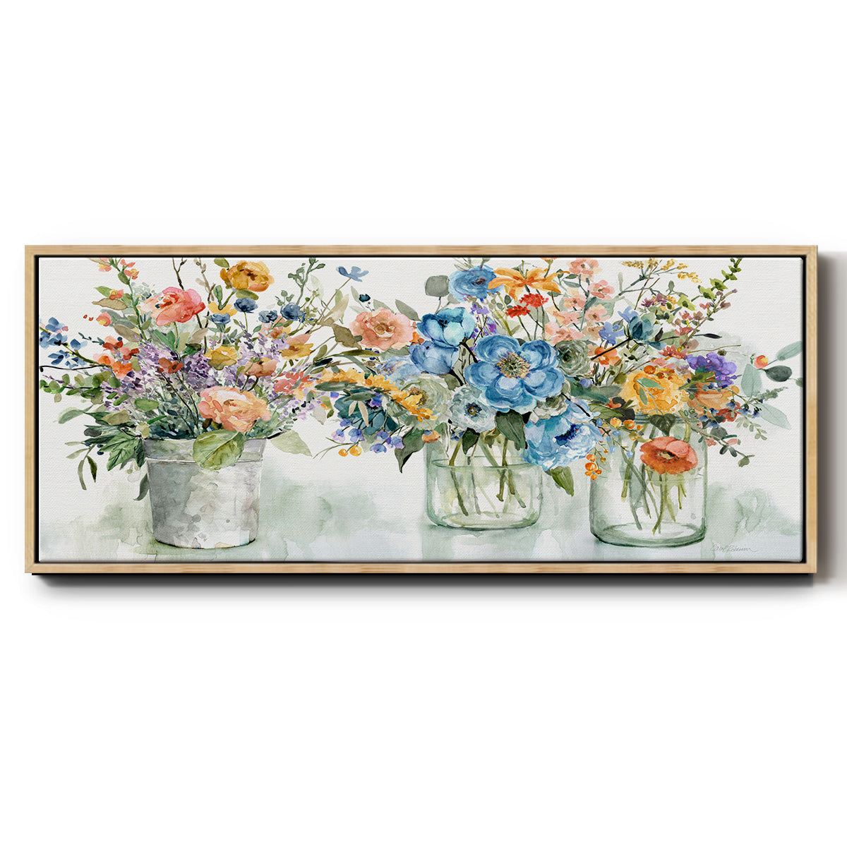 Flower Market Display - Floater Framed Canvas Print