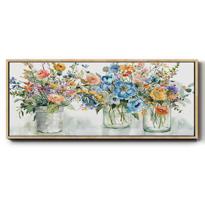 Flower Market Display - Floater Framed Canvas Print