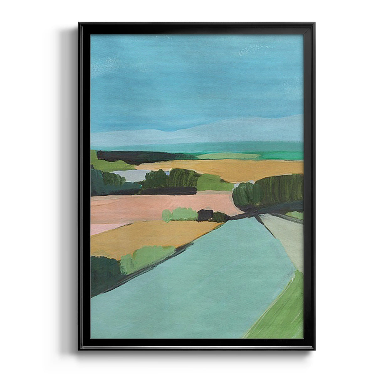 Bright Colored Countryside II - Modern Framed Canvas Print